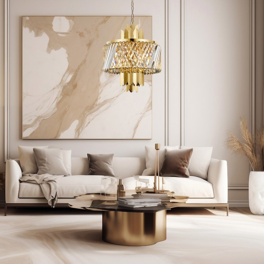 Csillár láncon MARGOT 6xE14/40W/230V átm. 43 cm arany