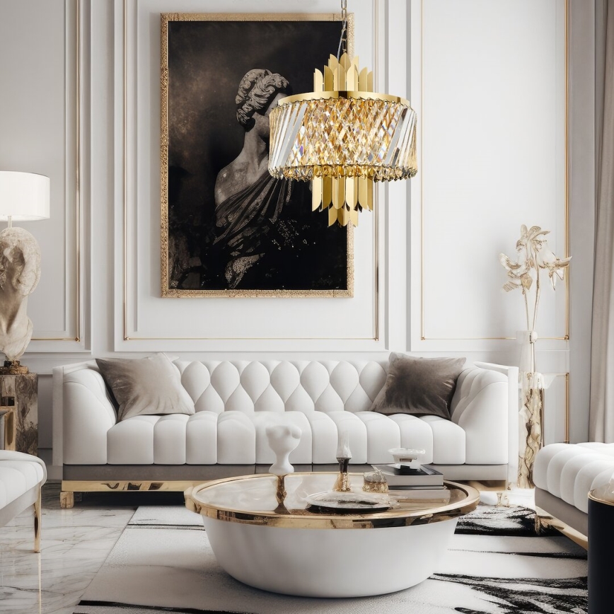 Csillár láncon MARGOT 6xE14/40W/230V átm. 43 cm arany