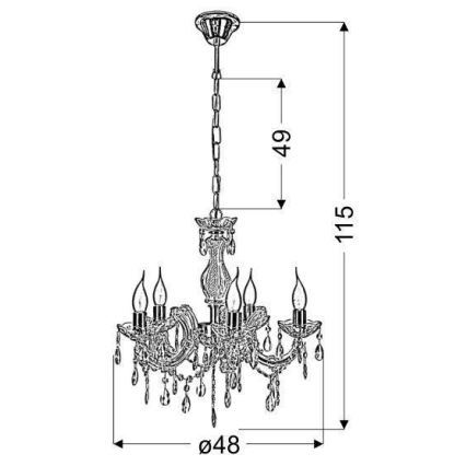 Csillár láncon MARIA TERESA 5xE14/40W/230V