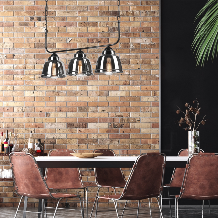 Csillár láncon MARIO 3xE27/60W/230V króm