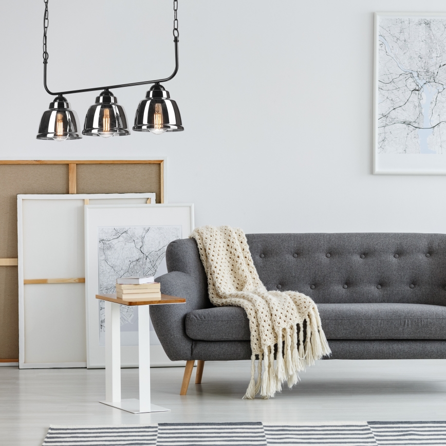 Csillár láncon MARIO 3xE27/60W/230V króm