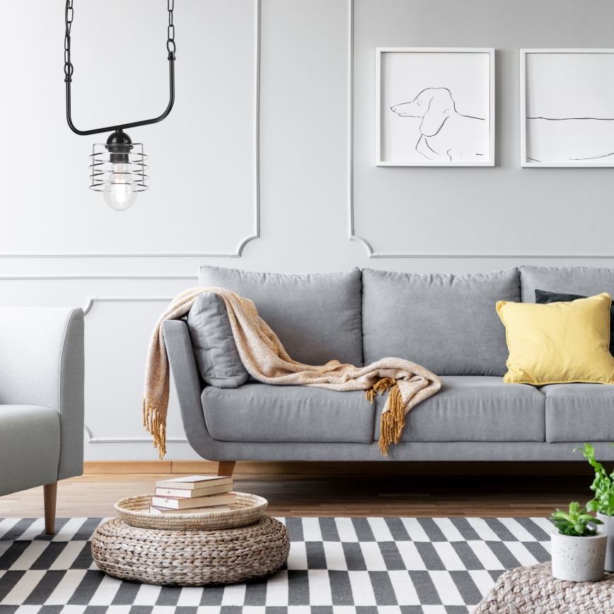 Csillár láncon MORGAN 1xE27/60W/230V fekete/króm