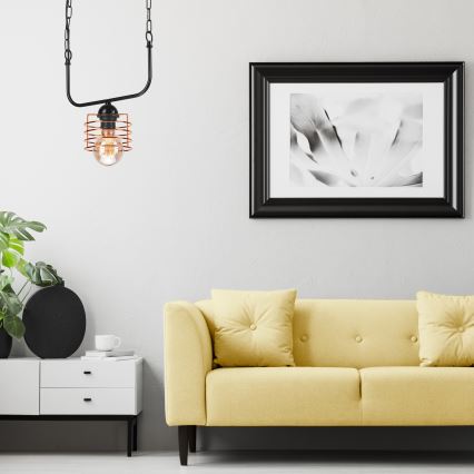 Csillár láncon MORGAN 1xE27/60W/230V fekete/réz