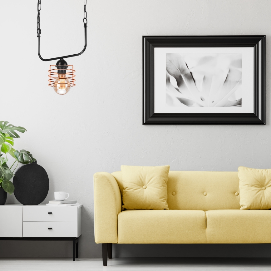 Csillár láncon MORGAN 1xE27/60W/230V fekete/réz