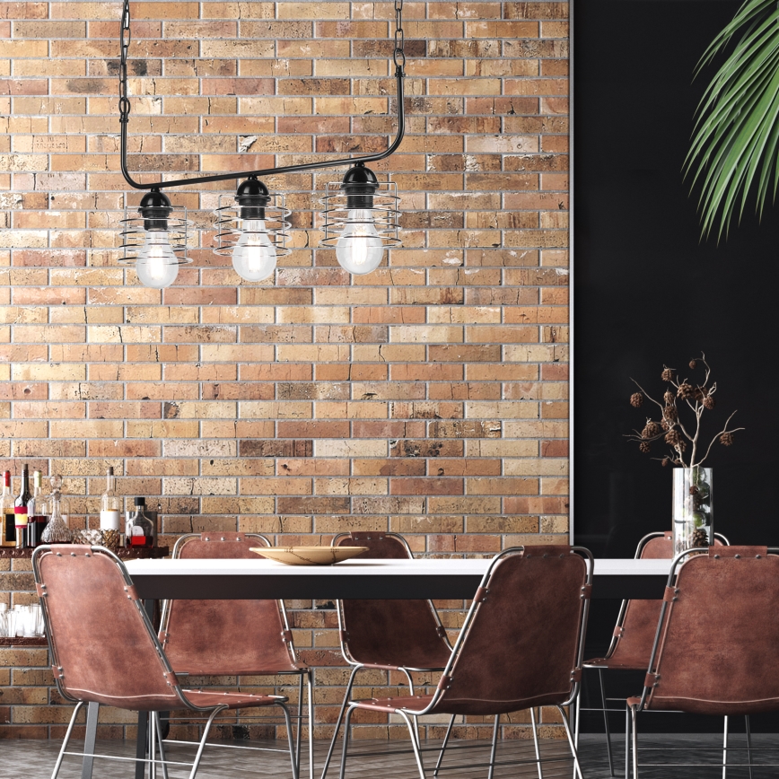 Csillár láncon MORGAN 3xE27/60W/230V fekete/króm