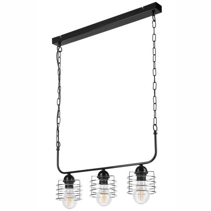 Csillár láncon MORGAN 3xE27/60W/230V fekete/króm