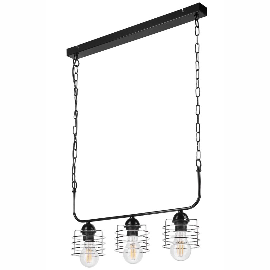 Csillár láncon MORGAN 3xE27/60W/230V fekete/króm