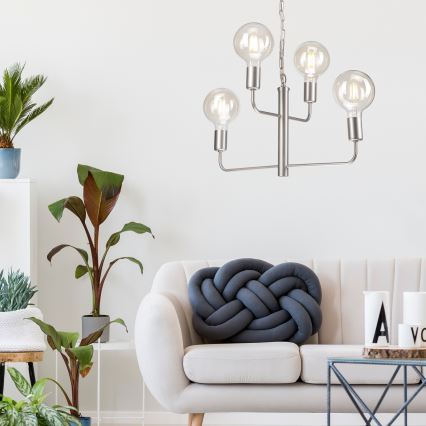 Csillár láncon ORLANDO 4xE27/60W/230V ezüst