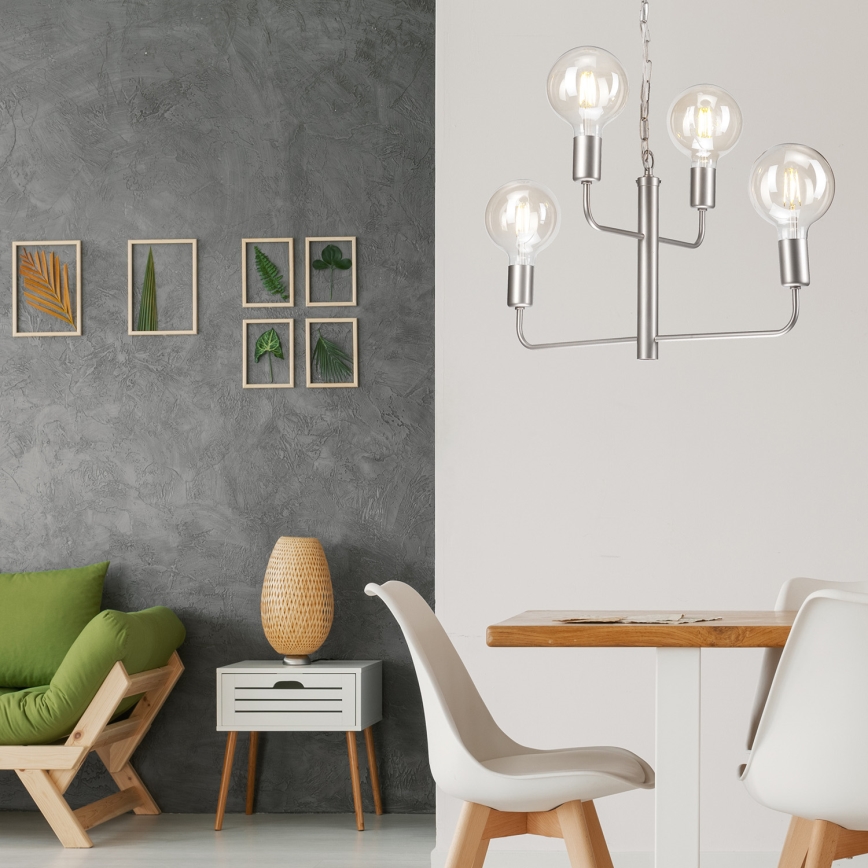 Csillár láncon ORLANDO 4xE27/60W/230V ezüst