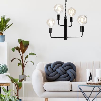 Csillár láncon ORLANDO 4xE27/60W/230V fekete