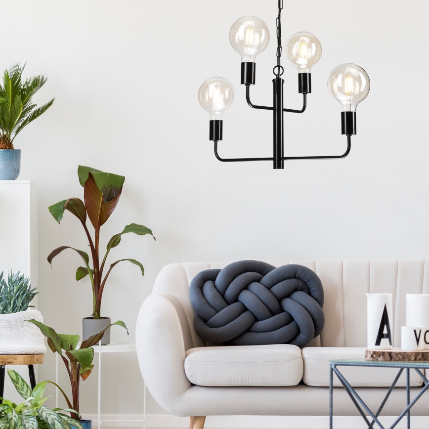 Csillár láncon ORLANDO 4xE27/60W/230V fekete