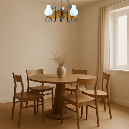 Csillár láncon QUEEN 3xE14/40W/230V bükkfa