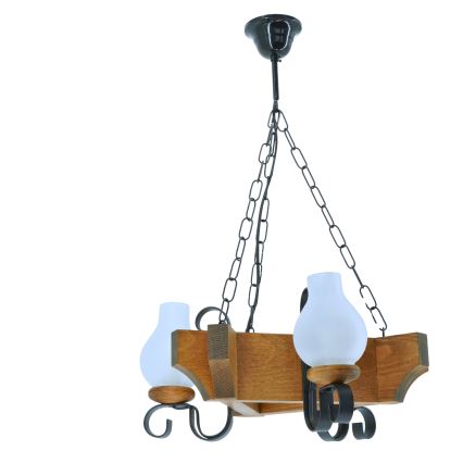 Csillár láncon QUEEN 3xE14/40W/230V bükkfa