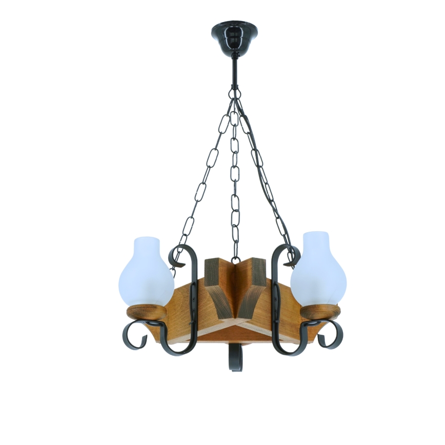 Csillár láncon QUEEN 3xE14/40W/230V bükkfa