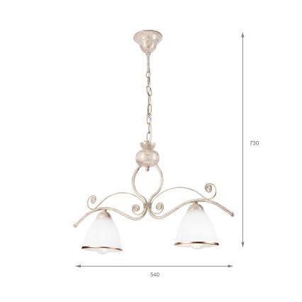 Csillár láncon RETRO 2xE27/60W/230V arany/patinás