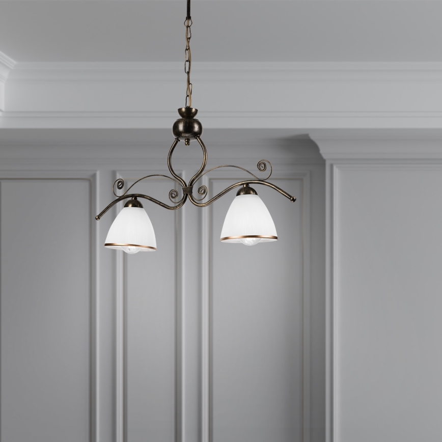 Csillár láncon RETRO 2xE27/60W/230V bronz/patinás