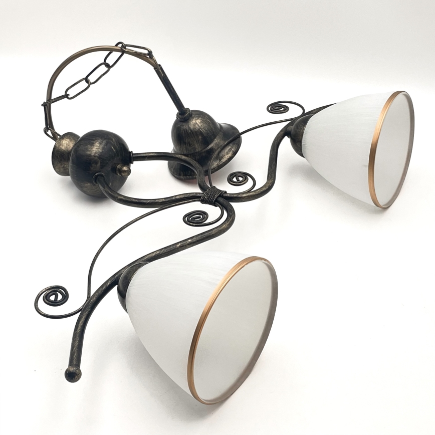 Csillár láncon RETRO 2xE27/60W/230V bronz/patinás