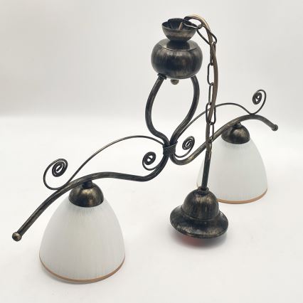 Csillár láncon RETRO 2xE27/60W/230V bronz/patinás