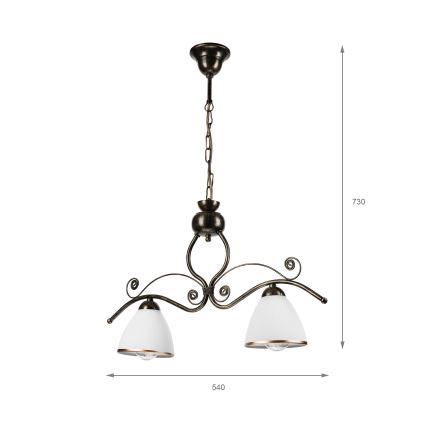 Csillár láncon RETRO 2xE27/60W/230V bronz/patinás