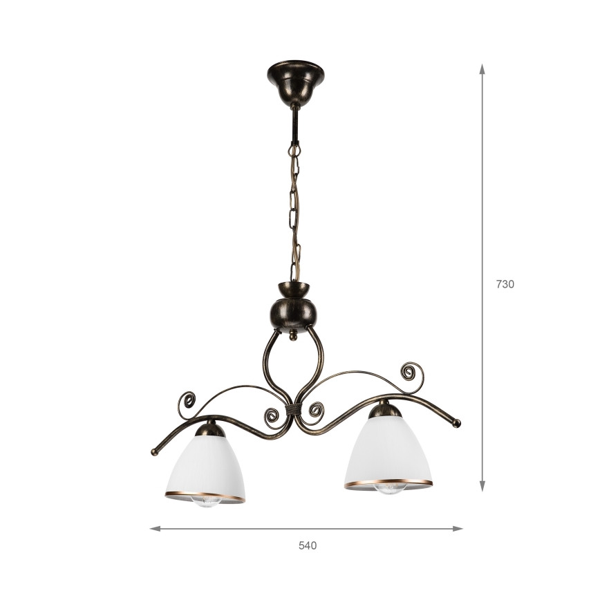 Csillár láncon RETRO 2xE27/60W/230V bronz/patinás