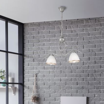 Csillár láncon RETRO 2xE27/60W/230V ezüst