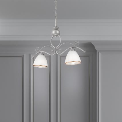 Csillár láncon RETRO 2xE27/60W/230V ezüst