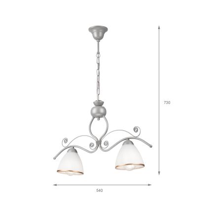 Csillár láncon RETRO 2xE27/60W/230V ezüst