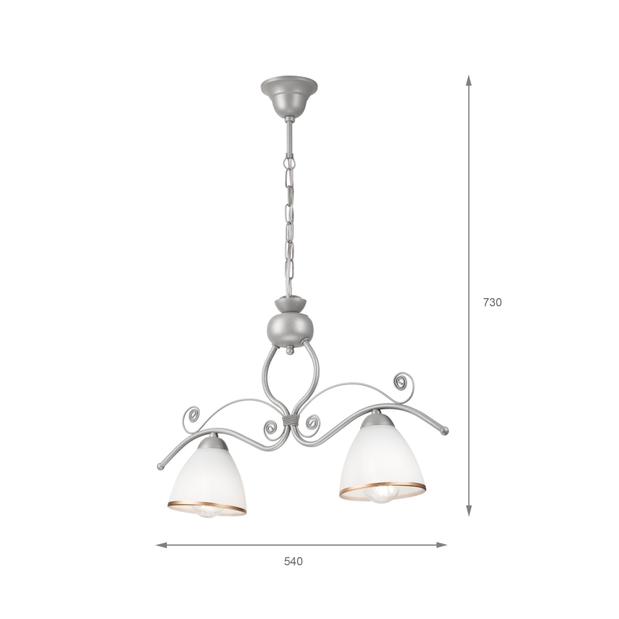 Csillár láncon RETRO 2xE27/60W/230V ezüst