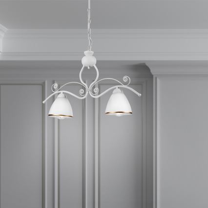 Csillár láncon RETRO 2xE27/60W/230V matt fehér