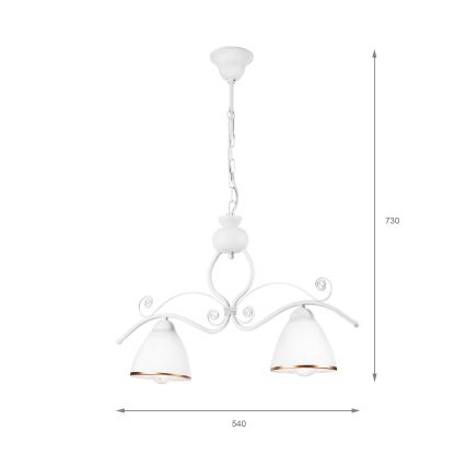 Csillár láncon RETRO 2xE27/60W/230V matt fehér