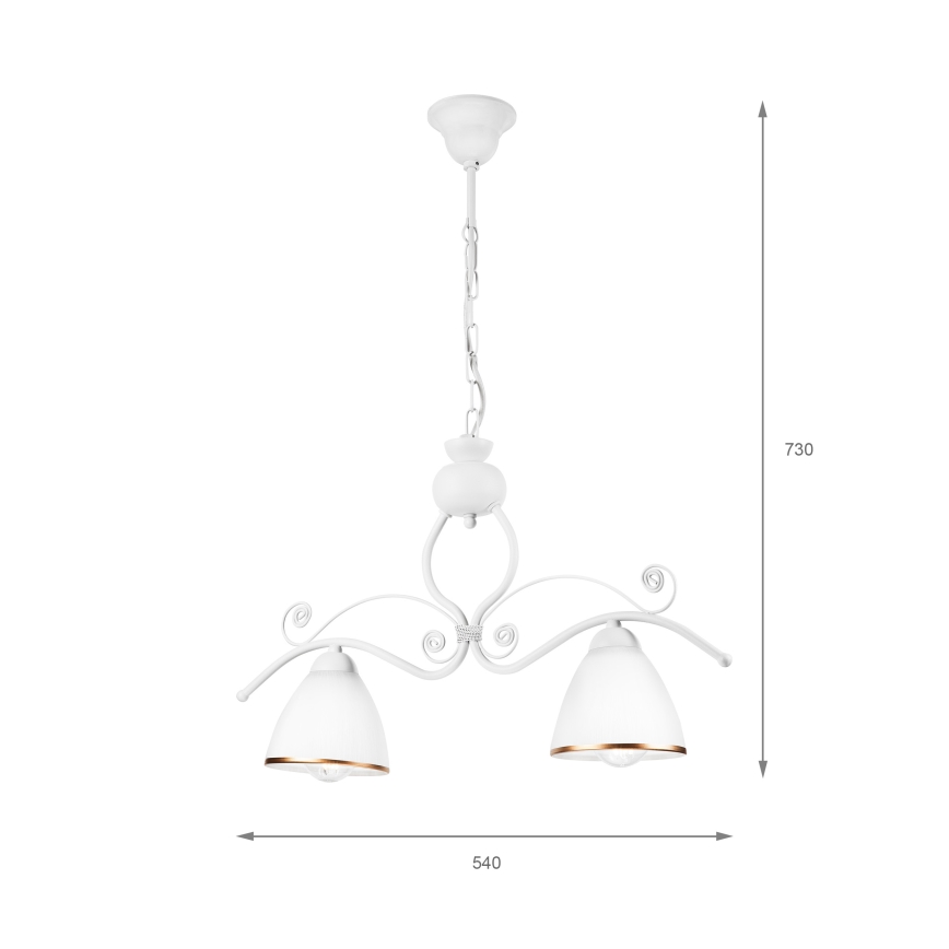 Csillár láncon RETRO 2xE27/60W/230V matt fehér