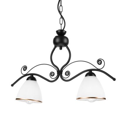 Csillár láncon RETRO 2xE27/60W/230V matt fekete