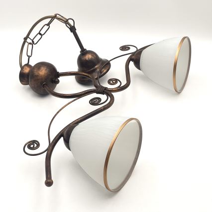 Csillár láncon RETRO 2xE27/60W/230V réz/patinás