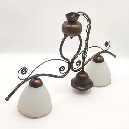 Csillár láncon RETRO 2xE27/60W/230V réz/patinás