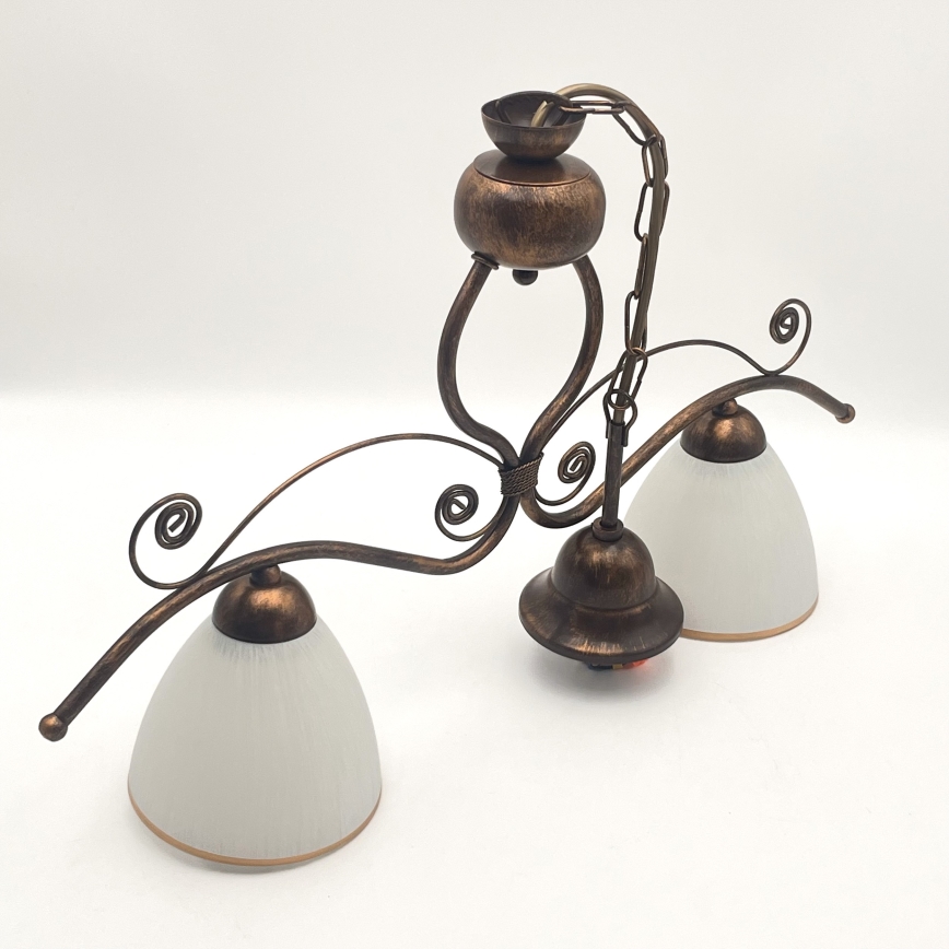 Csillár láncon RETRO 2xE27/60W/230V réz/patinás