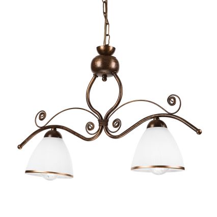 Csillár láncon RETRO 2xE27/60W/230V réz/patinás