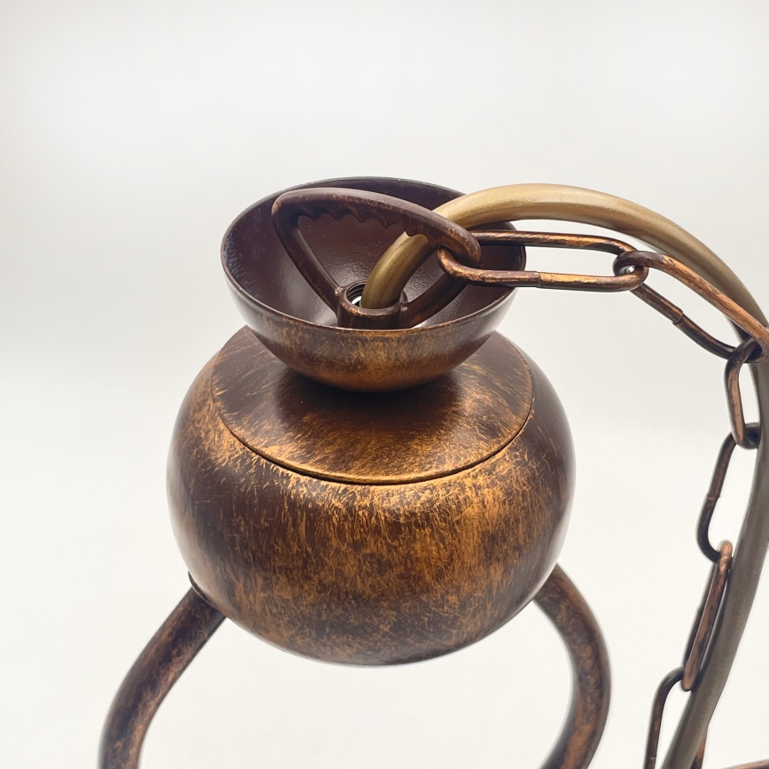 Csillár láncon RETRO 2xE27/60W/230V réz/patinás