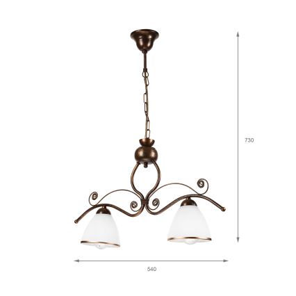 Csillár láncon RETRO 2xE27/60W/230V réz/patinás