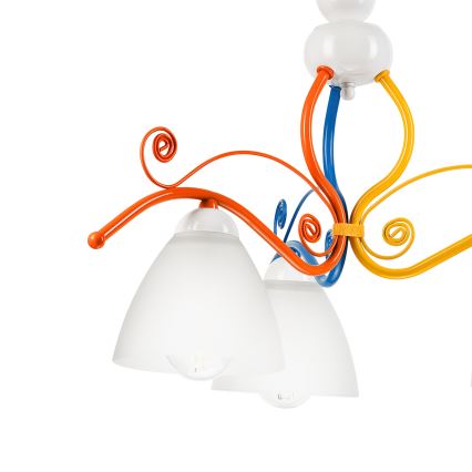 Csillár láncon RETRO 3xE27/60W/230V fehér/színes