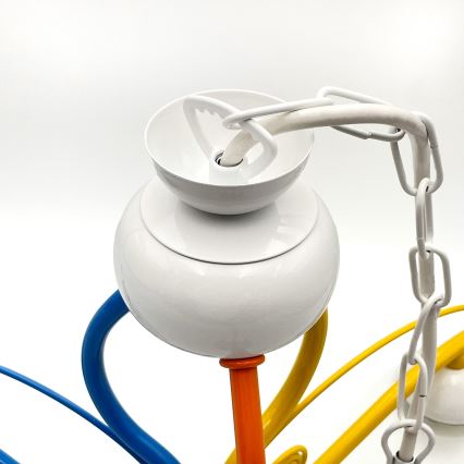 Csillár láncon RETRO 3xE27/60W/230V fehér/színes