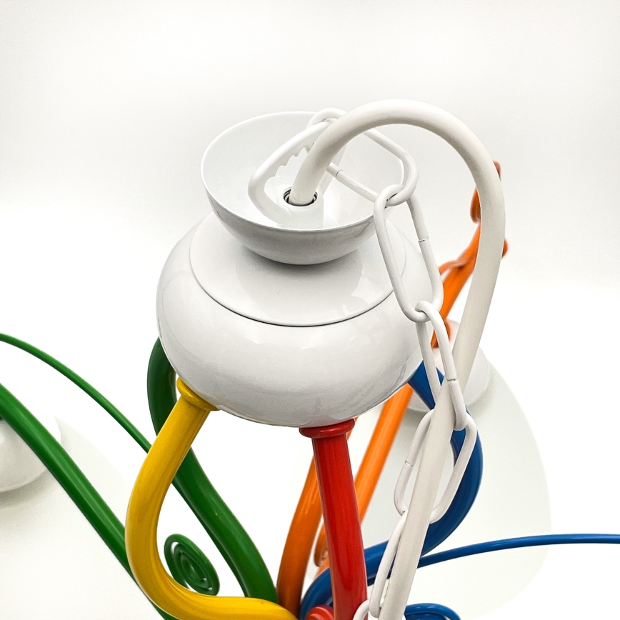 Csillár láncon RETRO 5xE27/60W/230V fehér/színes