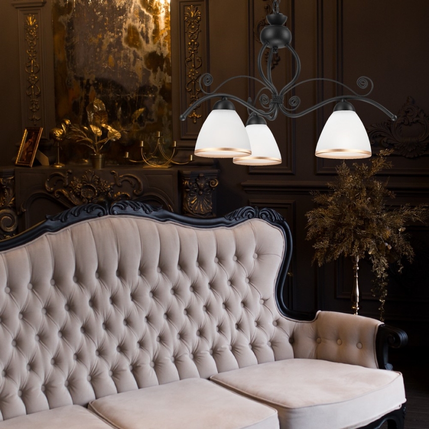 Csillár láncon RETRO II 3xE27/60W/230V fekete