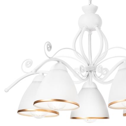 Csillár láncon RETRO II 5xE27/60W/230V fehér