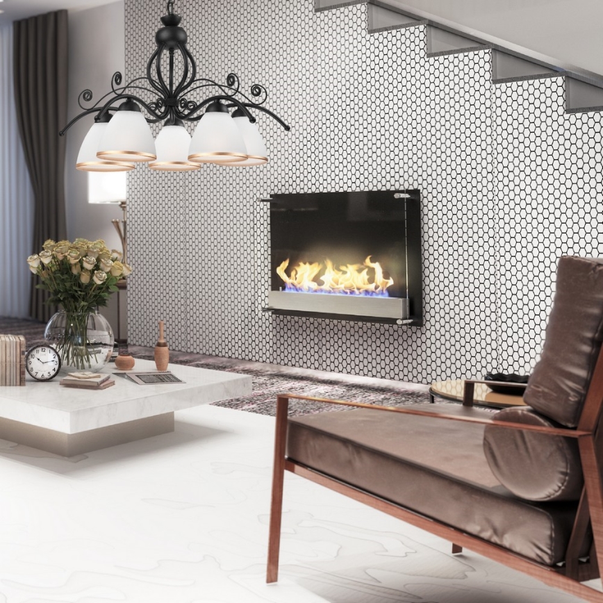 Csillár láncon RETRO II 5xE27/60W/230V fekete