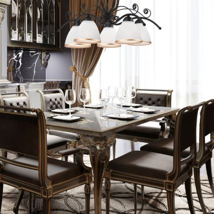 Csillár láncon RETRO II 5xE27/60W/230V fekete