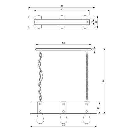 Csillár láncon SODER 3xE27/60W/230V