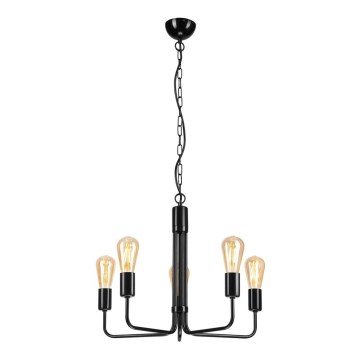 Csillár láncon TIFFANY 5xE27/60W/230V fekete
