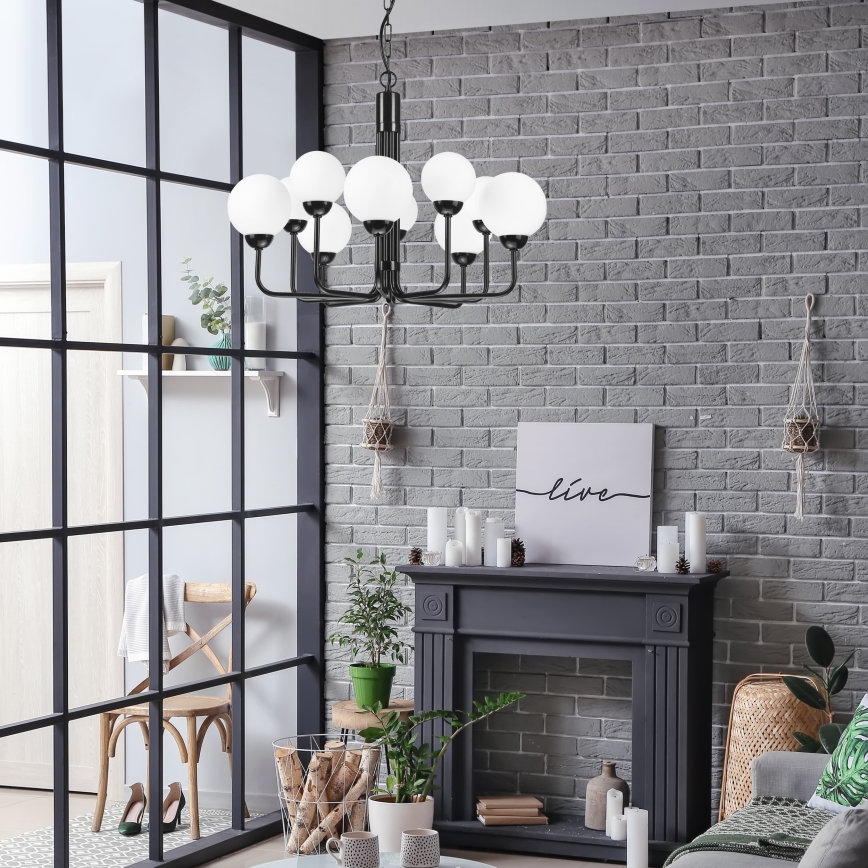 Csillár láncon TIFFY 10xG9/5W/230V fekete