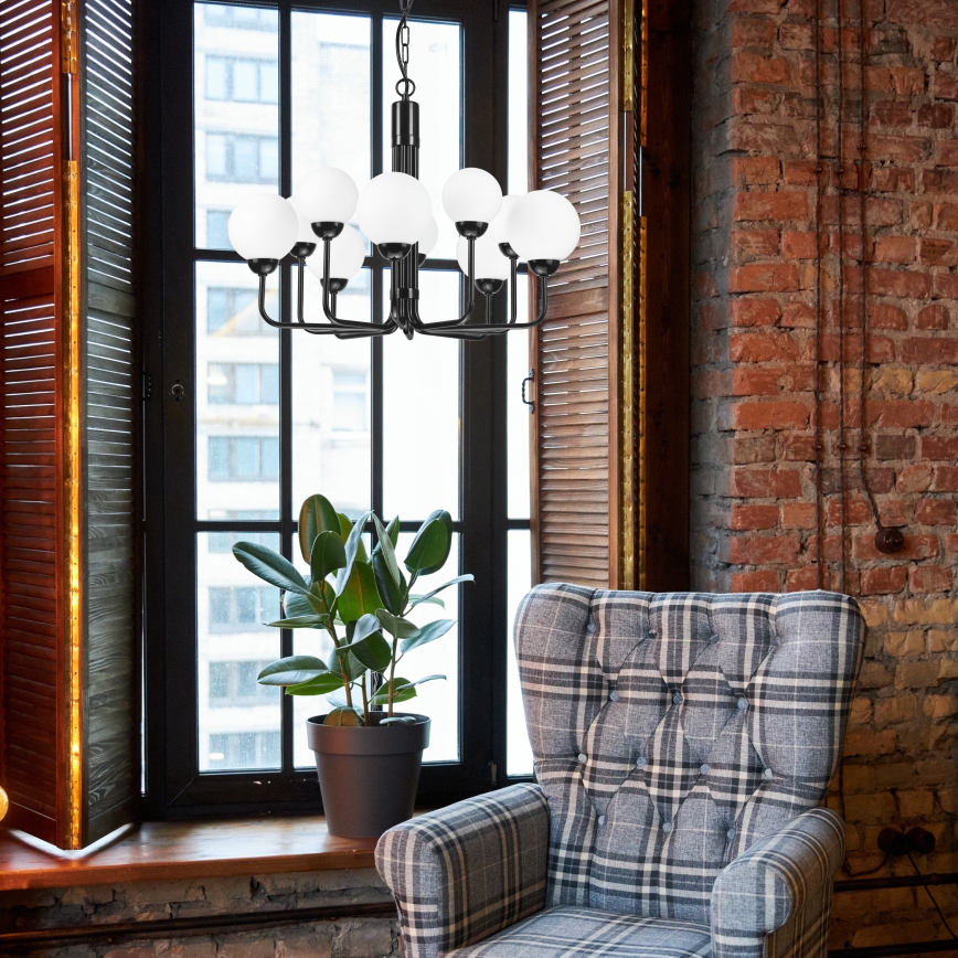 Csillár láncon TIFFY 10xG9/5W/230V fekete