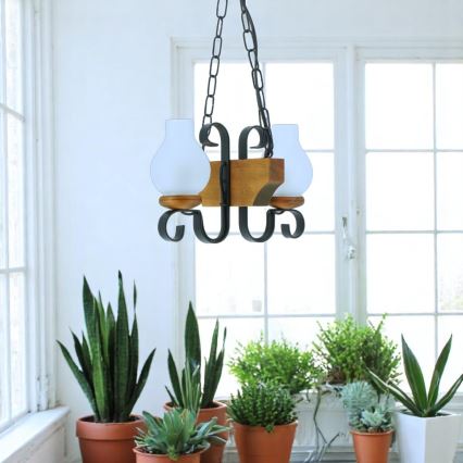 Csillár láncon VELA 2xE14/40W/230V bükkfa